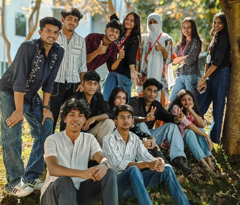 Group of students enjoying campus life at De Paul College Mysore, Karnataka